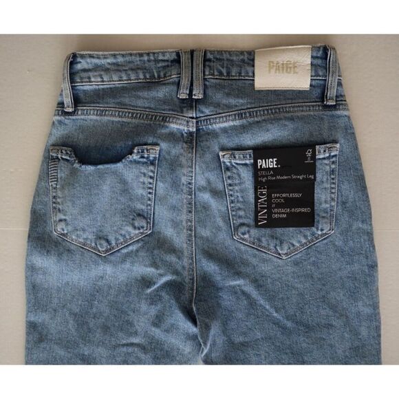 PAIGE 7339635-5249 Women Sz 25 Gnarly Blue Stella High Rise Straight Jeans - Picture 5 of 7